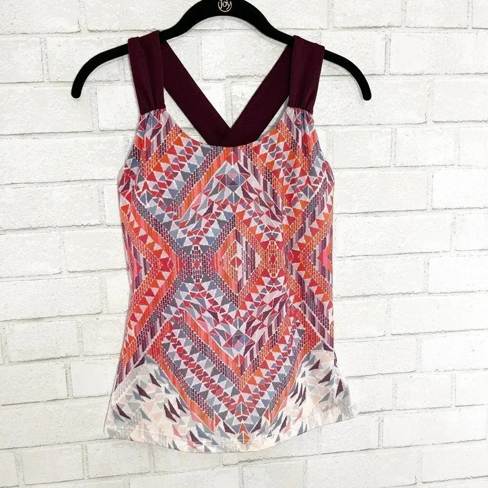 Prana Multicolor Geometric Criss Cross Athletic Tank Women's Size Small